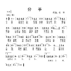 分手_通俗唱法乐谱_词曲:老羊 老羊