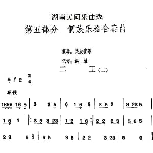 二王 二 湖南民间乐曲选 洪滔记谱