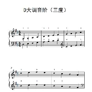 D大调音阶 钢琴谱