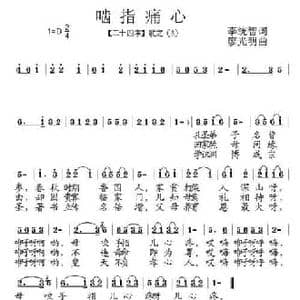 啮指痛心_民歌简谱_词曲:李统智 廖光明