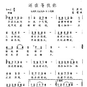 还在寻找你_通俗唱法乐谱_词曲:易茗 雷蕾