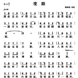 夜路_通俗唱法乐谱_词曲:顾海涛 顾海涛