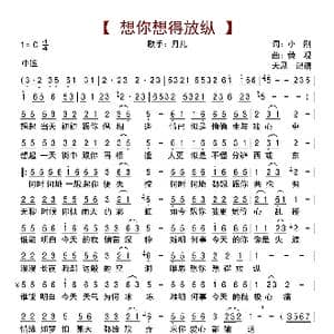 想你想得放纵_歌曲简谱_词曲:黄观 小刚