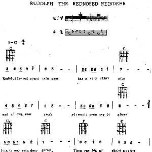 电子琴谱 | RUDOLPH THE REDNOSED REINDEER 电子琴吉他弹唱谱
