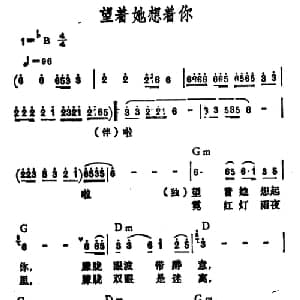 望着她想着你_通俗唱法乐谱