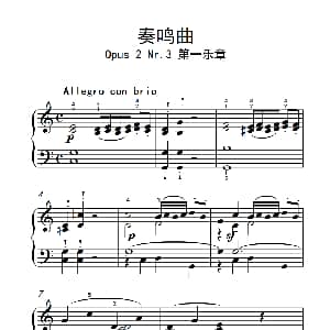 奏鸣曲 Opus 2 Nr.3 第一乐章 钢琴谱 贝多芬