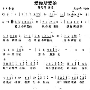 爱你所爱的_通俗唱法乐谱_词曲:吴梦奇 吴梦奇