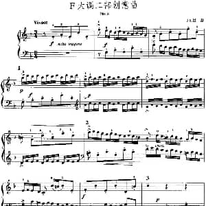 手风琴谱 | 手风琴复调作品 F大调二部创意曲 J.S.巴赫