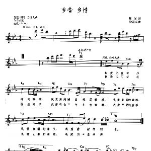 电子琴谱 | 乡音 乡情 带歌词 提示版 晓光 徐沛东