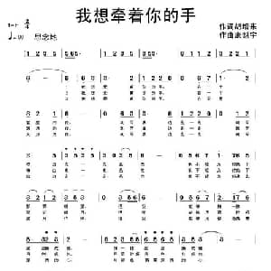 我想牵着你的手_通俗唱法乐谱_词曲:胡增来 康魁宇