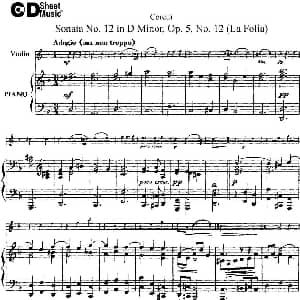 小提琴谱 | Sonata No.12 in D Minor Op.5 No.12 小提琴 钢琴伴奏