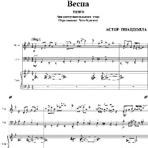 Becha Spring 春天 小提琴 大提琴 钢琴伴奏 皮亚佐拉