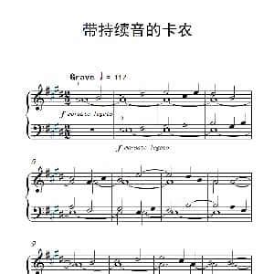带持续音的卡农 钢琴谱