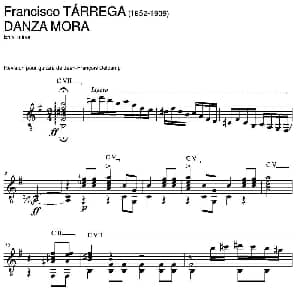 DANZA MORA 吉他谱 弗朗西斯科 泰雷加 Francisco Tarrega 1852 1909