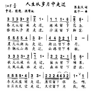 人生从岁月走过_通俗唱法乐谱_词曲:张良诚 张千一