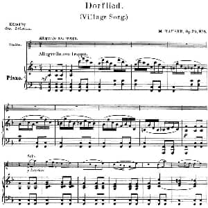 小提琴谱 | 25首小提琴曲合集 Dorflied. Village Song. M. HAUSER. Op.29 No.5 小提琴 钢琴伴奏 BENONI LAGYE