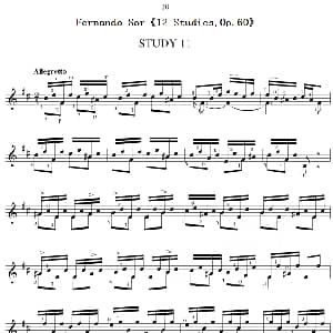 Fernando Sor 12 Studies,Op.60 吉他谱