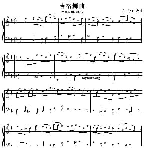 吉格舞曲 钢琴谱 德 约翰 巴赫