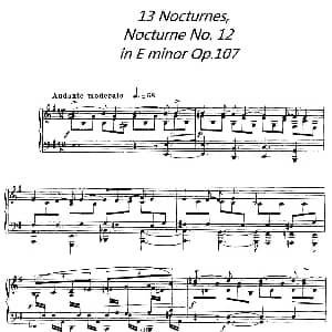 13 Nocturnes, Nocturne No. 12 in E minor 钢琴谱 加布里埃尔 福雷