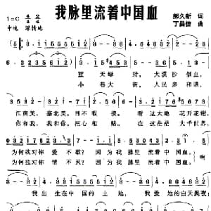 我脉里流着中国血_美声唱法乐谱_词曲:郝久新 丁昌信