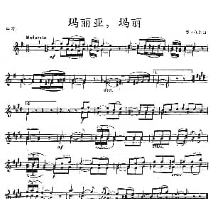 小提琴谱 | 玛丽亚 玛丽 重奏