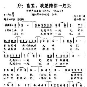 序 南京,我愿陪你一起哭_通俗唱法乐谱_词曲:朱小松 熊初保