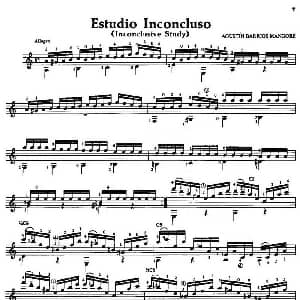 Estudio Inconcluso 吉他谱 奥古斯汀 巴里奥斯 曼戈雷 Agustin Barrios Mangore