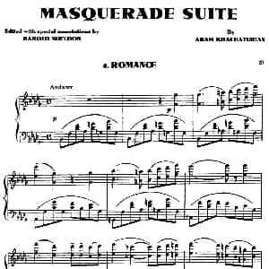 Masquerade Suite 钢琴谱 ,阿拉姆 伊里奇 哈恰图良