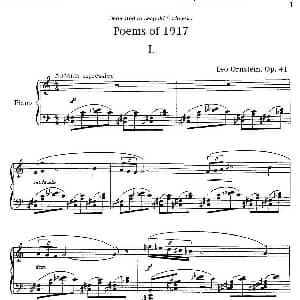 Poems of 1917 Op.41 钢琴谱 里奥 奥恩斯坦 Leo Ornstein