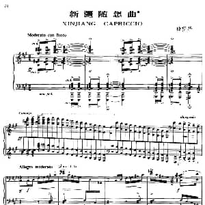 新疆随想曲 钢琴谱 储望华