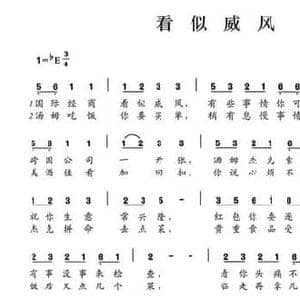 看似威风_民歌简谱_词曲:陈颖波 多吉华洛