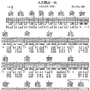 八月最后一天 吉他谱 花儿乐队 花儿乐队 花儿乐队