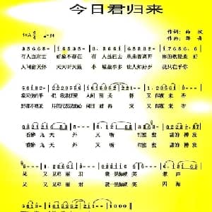 今日君归来_通俗唱法乐谱_词曲:曲波 蒋舟