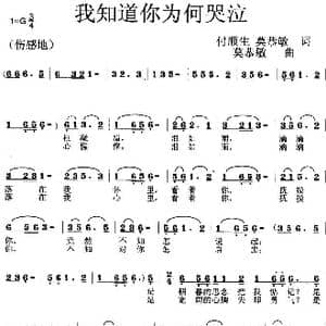 我知道你为何哭泣_歌曲简谱_词曲:付顺生 莫恭敏 莫恭敏