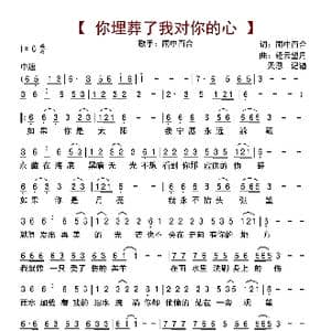 你埋葬了我对你的心_歌曲简谱_词曲:雨中百合 轻云望月