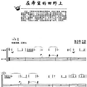 在希望的田野上 架子鼓 主旋律 鼓谱 施光南作曲 高炳点