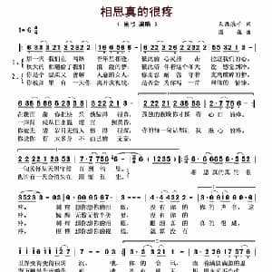 相思真的很疼_通俗唱法乐谱_词曲:天涯浪子 国巍