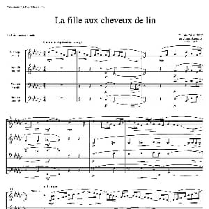 萨克斯谱 | 亚麻色头发的少女 四重奏总谱 德彪西