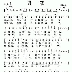 月夜_歌曲简谱_词曲:陈维田 铁君