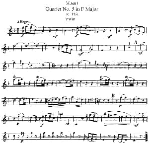小提琴谱 | Mozart Quartet No.5 in F Major,K.158 Violin 1分谱
