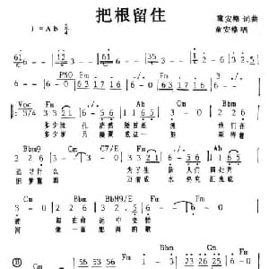 把根留住_通俗唱法乐谱_词曲:童安格 童安格