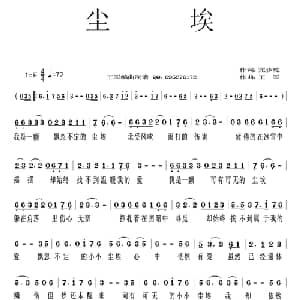 尘埃_通俗唱法乐谱_词曲:尤步乾 王军