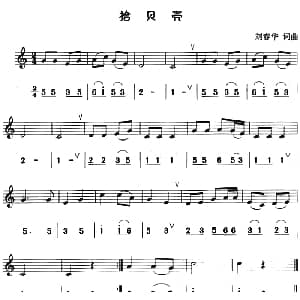 拾贝壳 八孔竖笛线简谱对照版 刘春华 刘春华