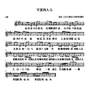 可爱的人儿_通俗唱法乐谱_词曲:白龙飞 白龙飞