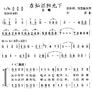 在灿烂阳光下_合唱歌谱_词曲:集体词 贺慈航执笔 印青