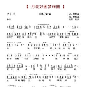 月亮好圆梦难圆_歌谱投稿_词曲:杨柏森 杨柏森