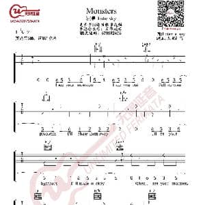 抖音热曲 Monsters 吉他谱_歌曲简谱