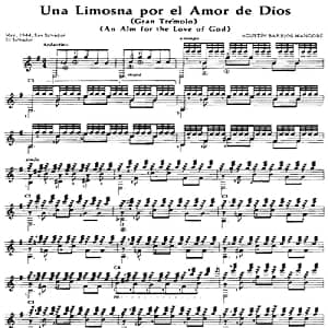 Una Limosna por el Amor de Dios 吉他谱 奥古斯汀 巴里奥斯 曼戈雷 Agustin Barrios Mangore