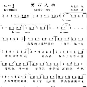 美丽人生_通俗唱法乐谱_词曲:刘志宏 刘思铭