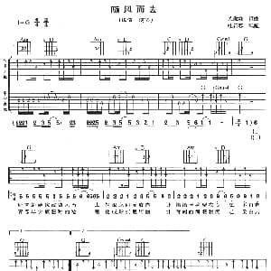 随风而去 吉他谱 伍佰 吴俊霖 吴俊霖